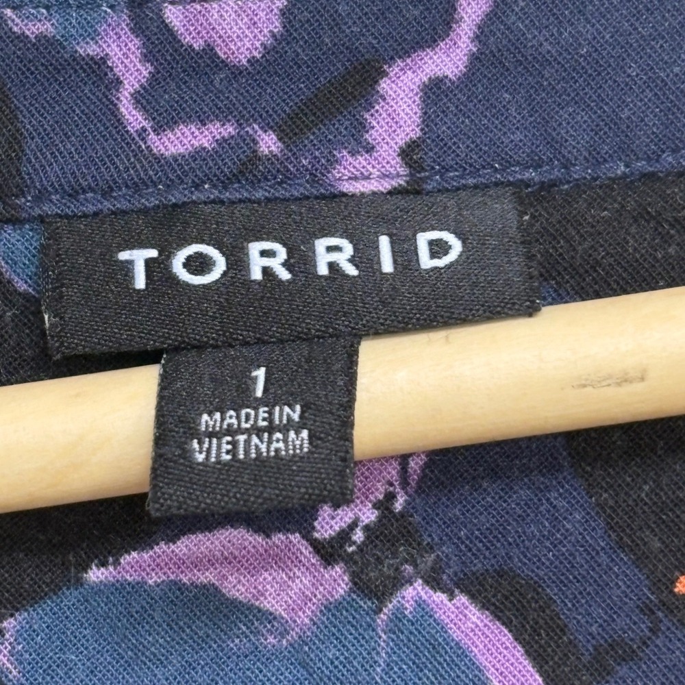 Torrid Navy Floral Sleeveless Zip Front Dress Women's Size 1 (12-14) - Picture 7 of 8